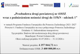  Przebudowa drogi powiatowej nr 4103Z wraz z podniesieniem nośności drogi do 115kN - odcinek 1