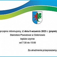 Zmiana godzin pracy Starostwa Powiatowego w Goleniowie