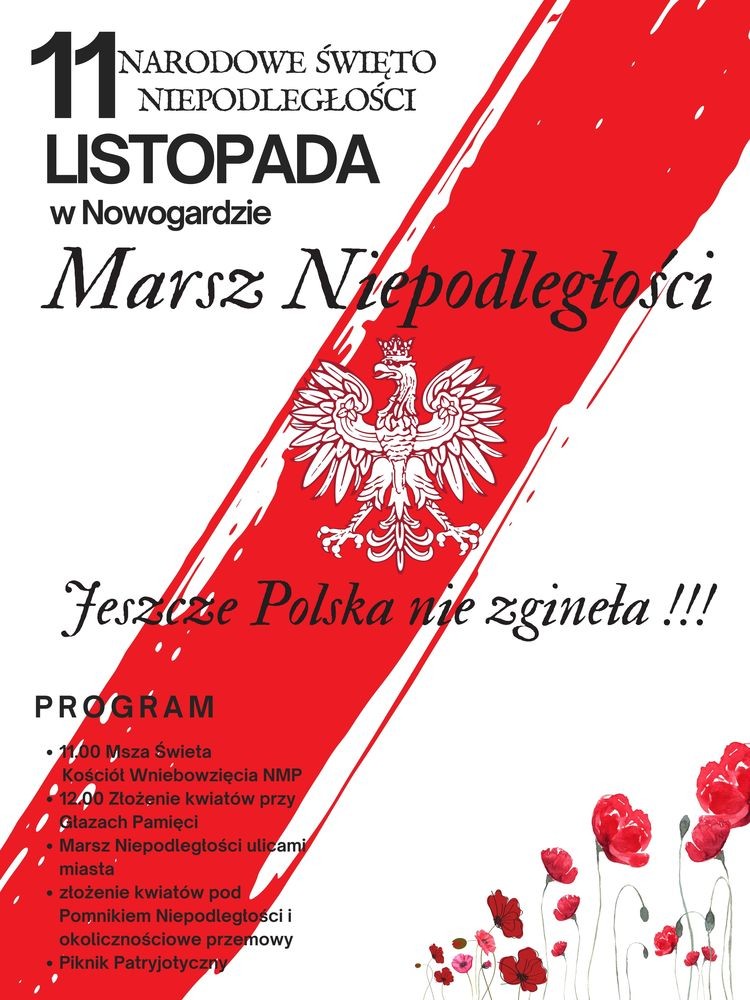 Narodowe Święto Niepodległości - 11 listopada - program obchodów - Gmina Nowogard -