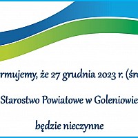 27 grudnia br. Starostwo Powiatowe w Goleniowie będzie nieczynne