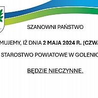 Zarządzenie Starosty Goleniowskiego w sprawie ustalenia dnia wolnego od pracy w Starostwie Powiatowym w Goleniowie