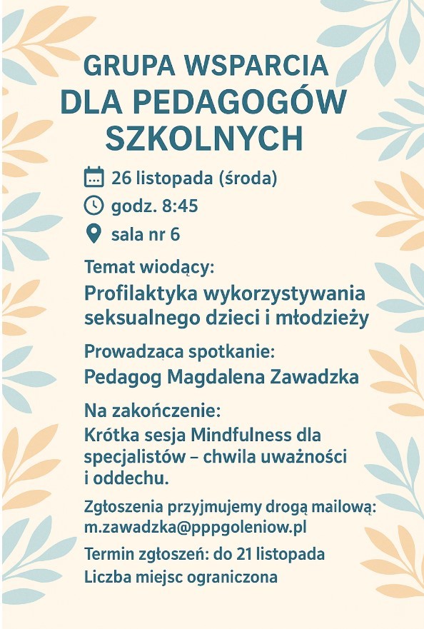 Grupa wsparcia dla Pedagogów szkolnych