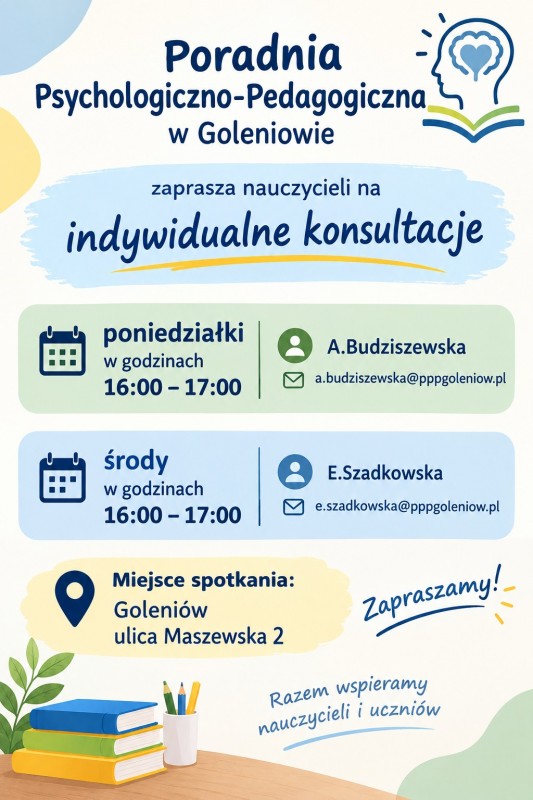 Indywidualne konsultacje w Poradni Psychologiczno-Pedagogicznej w Goleniowie