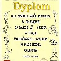 II MIEJSCE W FINALE WOJEWÓDZKIEJ LICEALIADY W PIŁCE NOŻNEJ CHŁOPCÓW