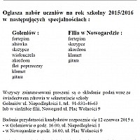 Szkoła Muzyczna I stopnia w Goleniowie ogłasza nabór