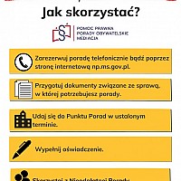 Jak skorzystać ? - Nieodpłatna Porada Prawna, Obywatelska i Mediacja  - NIEODPŁATNA POMOC PRAWNA