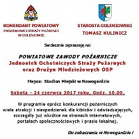 STAROSTA GOLENIOWSKI SERDECZNIE ZAPRASZA NA POWIATOWE ZAWODY POŻARNICZE