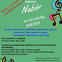 Nabór na rok szkolny 2018/2019 - indywidualne sprawdzenie predyspozycji gry na wybranym instrumencie