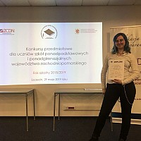 Sukces uczennicy z Zespołu Szkół nr 1 w Goleniowie- konkursy ponadgimnazjalne w woj. zachodniopomorskim