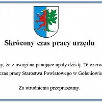 Skrócony czas pracy Starostwa Powiatowego w Goleniowie