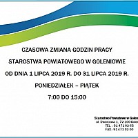 Zmiana czasu pracy Starostwa Powiatowego w Goleniowie