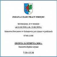 Zmiana czasu pracy Starostwa Powiatowego w Goleniowie